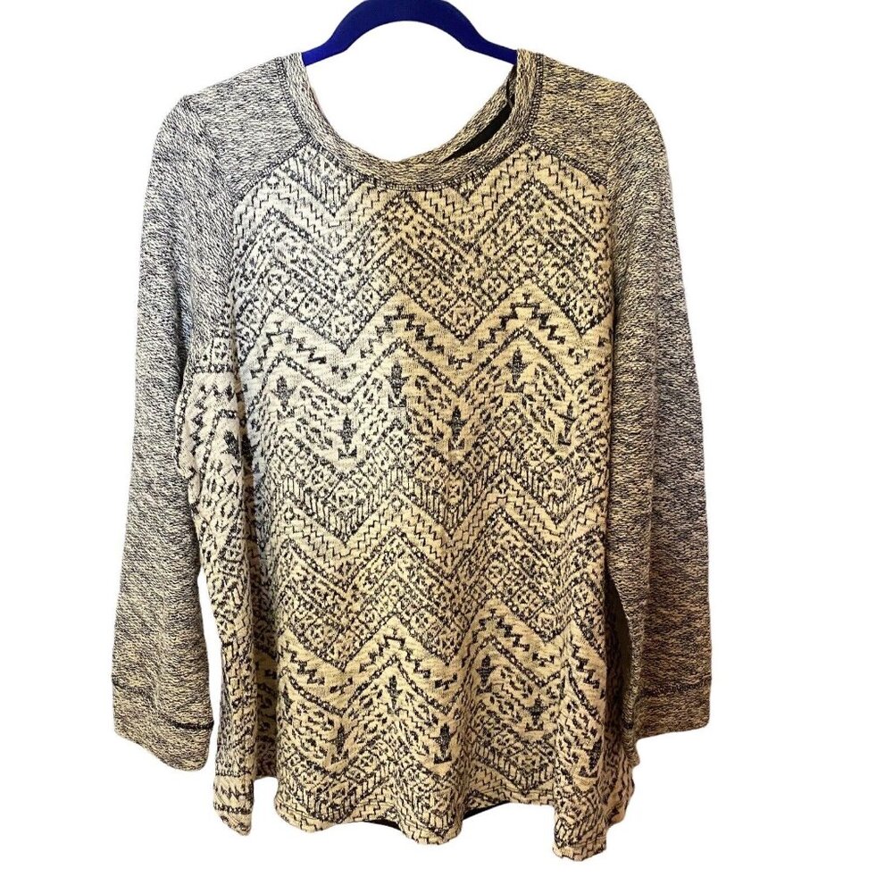 Westport Top 3X Long Sleeve Back Accent Black/White Silver Lightweight NEW
